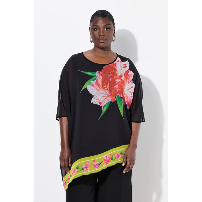 Blouse en mousseline doublée noir <span itemprop=