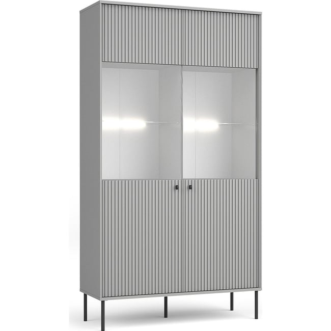 Vitrine 2 portes en métal collection ZEITO Couleur gris et noir <span itemprop=