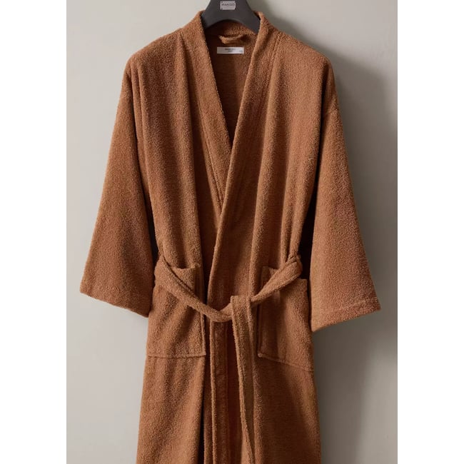 Peignoir en coton bouclette marron moyen <span itemprop=