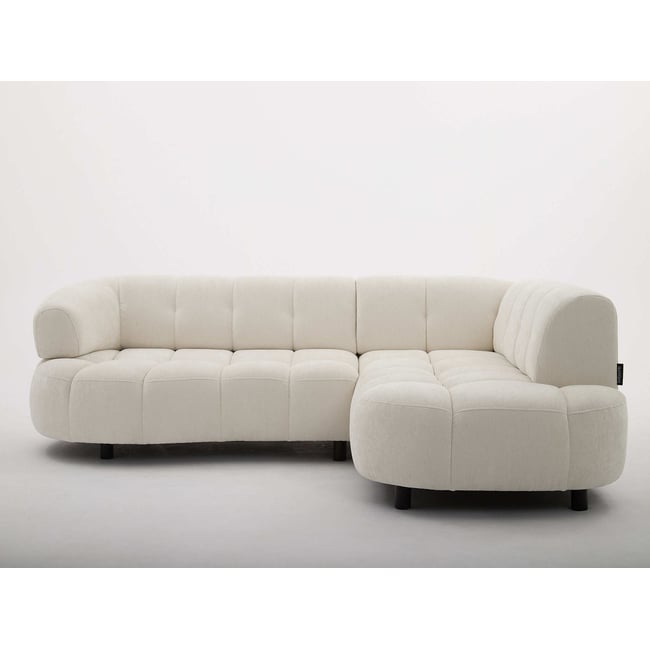 Canapé d'angle convertible 3 places en tissu lisse, LOVELY - BOBOCHIC