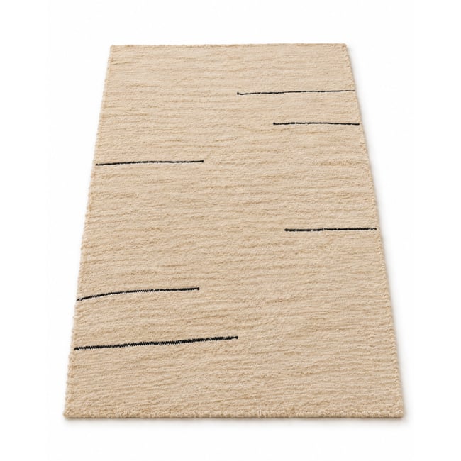 Tapis en tissus naturels 60x100 cm Couleur rayures blanches et noires <span itemprop=