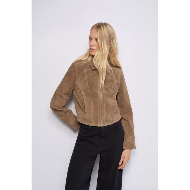 VESTE EN CUIR beige <span itemprop=