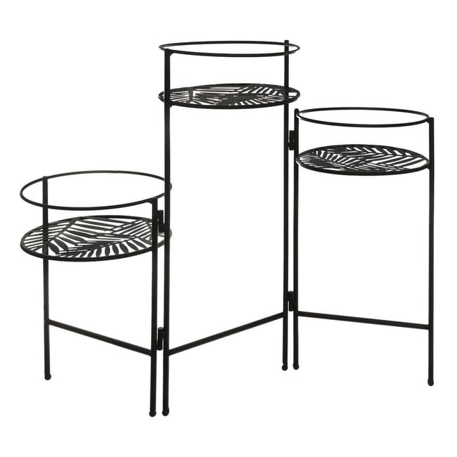 Lot De 3 Portes Plante En Métal Leaf Noir Couleur noir <span itemprop=