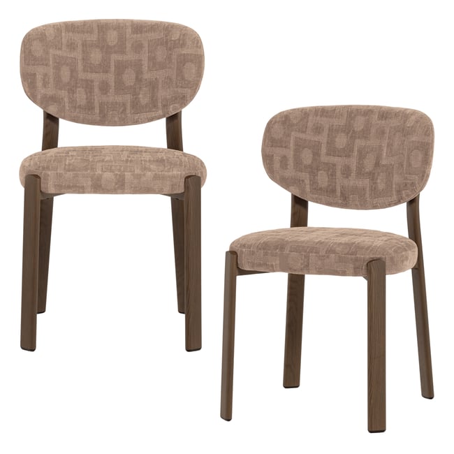 Lot de 2 chaises de salle à manger en tissu texturé 3D FOON Couleur sable <span itemprop=