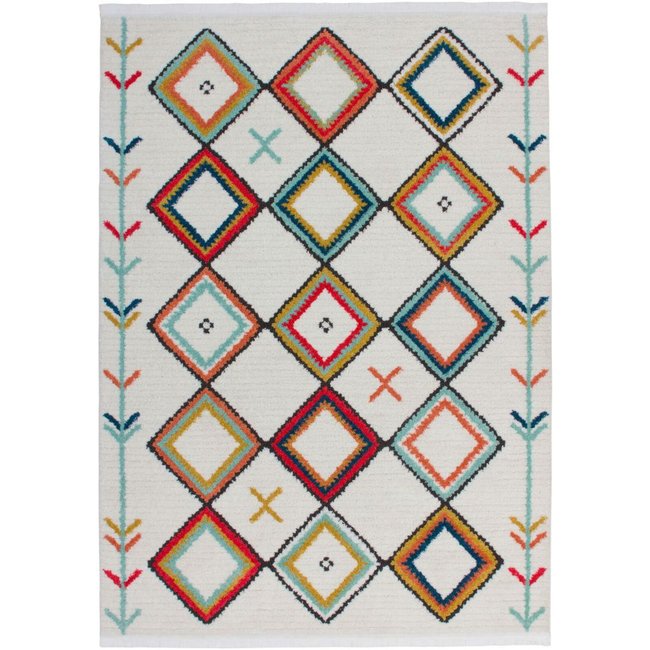 Tapis tissé rectangulaire ethnique, Agadir Couleur multicolore <span itemprop=