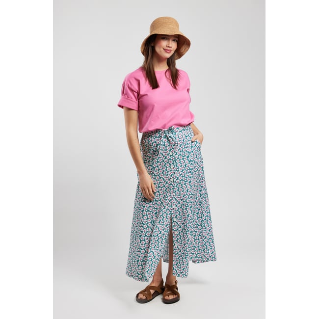 Jupe longue fleurie en coton imprimé flore <span itemprop=