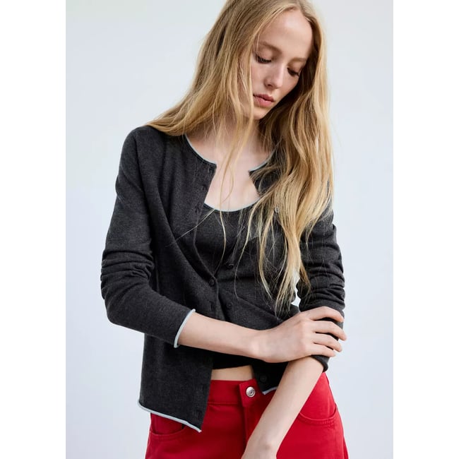 Cardigan maille liserés contrastés - MANGO