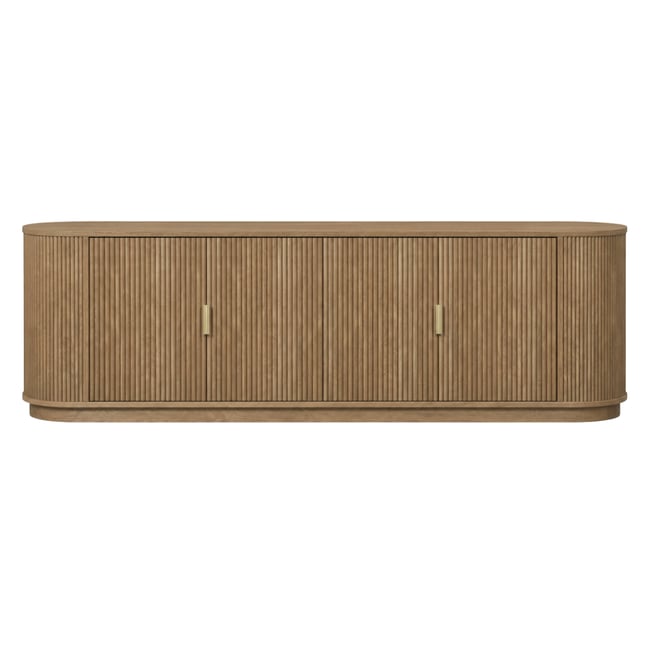 Meuble TV arrondies 4 portes ACHILLE Couleur bois clair <span itemprop=