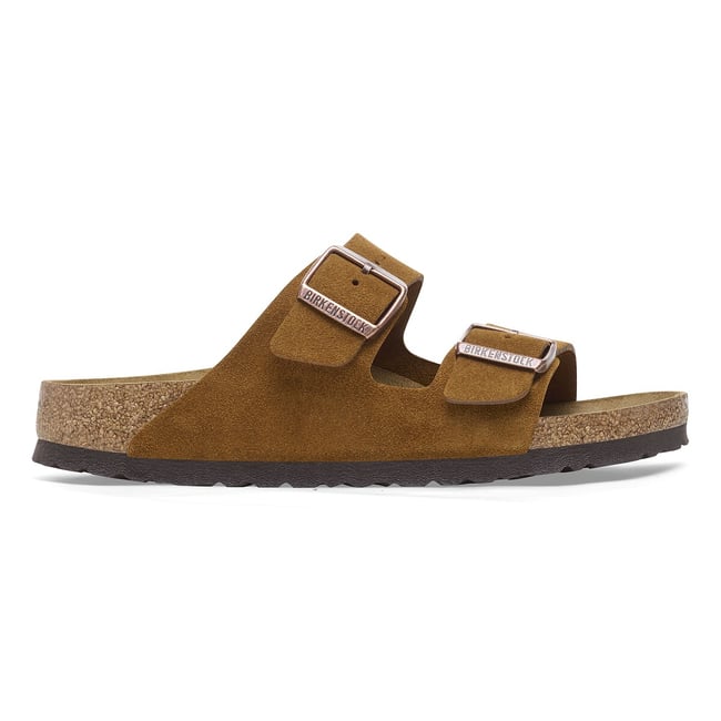 Mules doubles brides en cuir suédé Arizona camel <span itemprop=