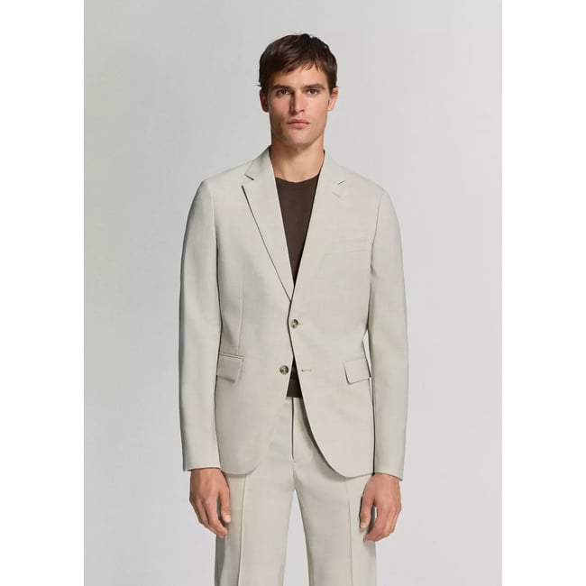 Veste costume Turín 100 % laine beige <span itemprop=