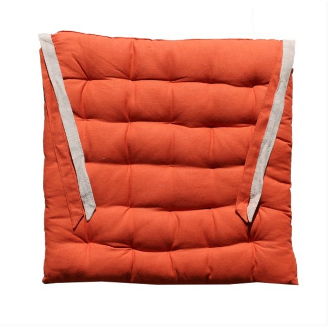 Galette de Chaise épaisse et matelassée VALAYANS orange foncé <span itemprop=