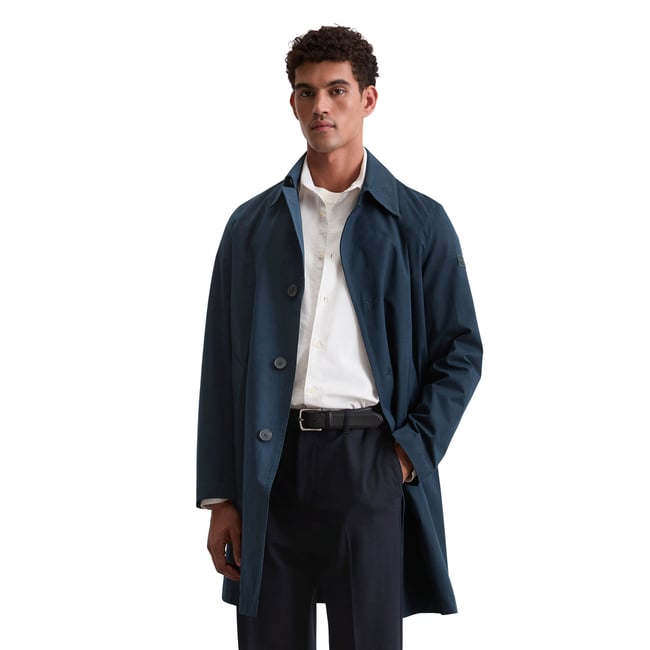Manteau court regular dans le style carcoat bleu foncé <span itemprop=