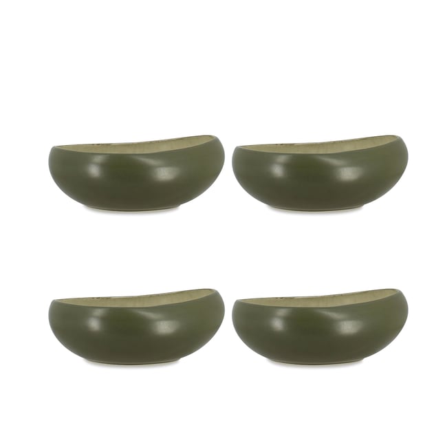Lot de 4 assiettes coupes 20,5cm en grès, OLI Couleur vert <span itemprop=