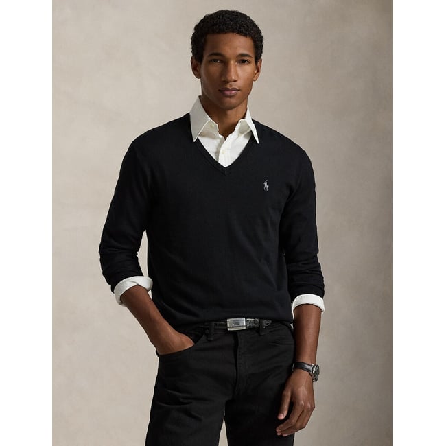 Camisola de decote em V, em algodão Pima - POLO RALPH LAUREN