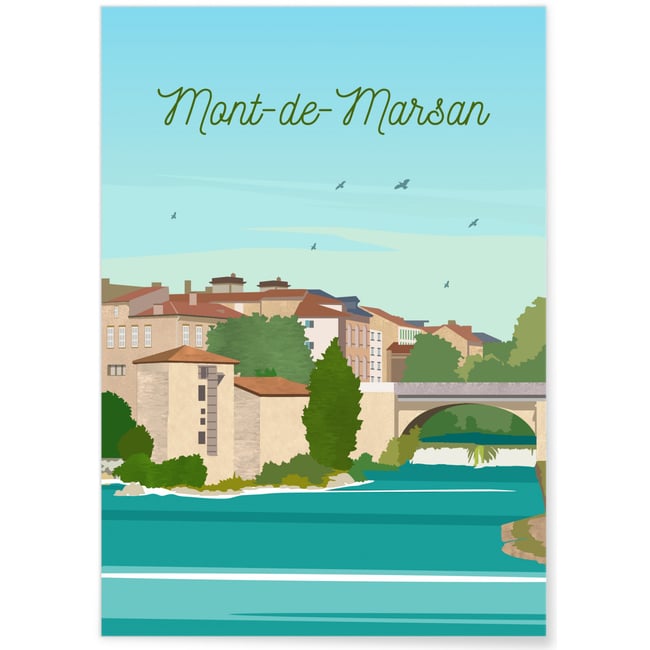 Affiche ville Mont-de-Marsan Couleur blanc <span itemprop=