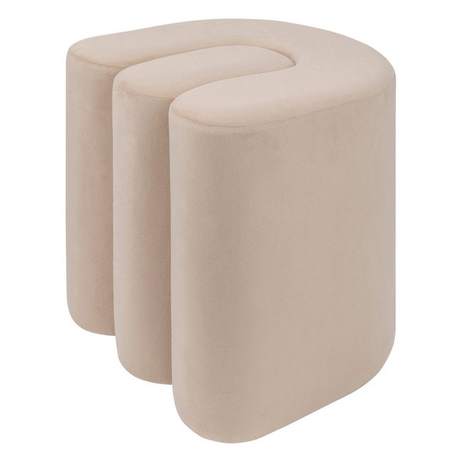 Pouf forme organique en velours BOLAN Couleur beige <span itemprop=
