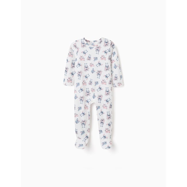 Pyjama avec pieds en coton avec motif Stitch beige clair <span itemprop=