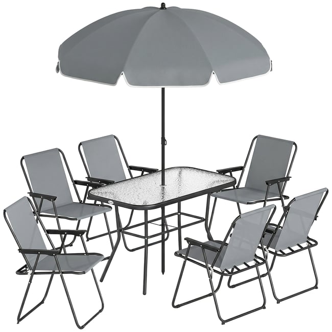 Ensemble de salon de jardin Acier Gris gris, noir <span itemprop=