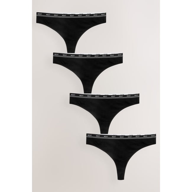 Culotte de bikini en coton à logo, lot 4 noir <span itemprop=