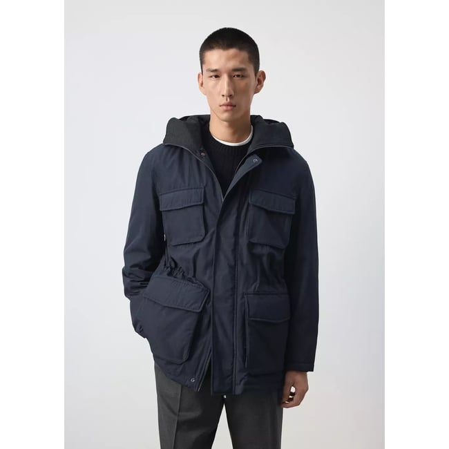 Parka matelassée résistante à l’eau bleu nuit <span itemprop=