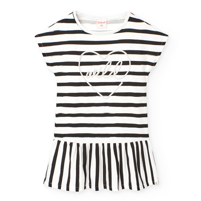Robe à rayures avec dessin frontal noir <span itemprop=