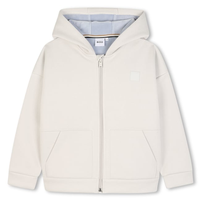 Cardigan à capuche ecru puce <span itemprop=