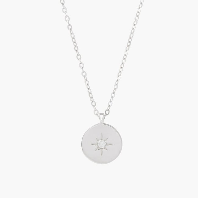Collier fin argent 925 à médaillon serti d'un diamant 10 mm v019844 <span itemprop=