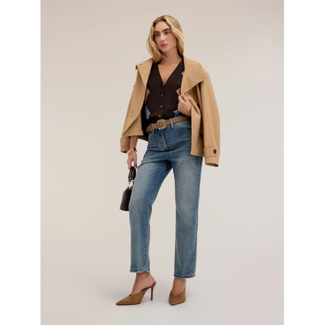 Jean regular taille haute avec détail strass light - blue <span itemprop=