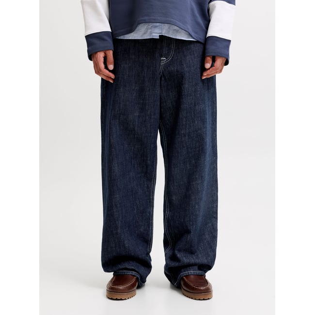 Jean À Coupe Wide blue denim <span itemprop=