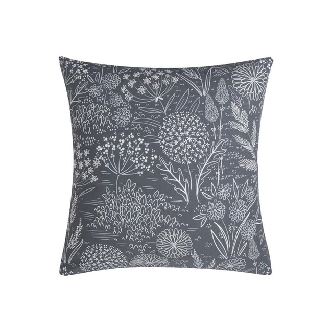 Taie d'oreiller imprimée en lyocell, HORTENSE gris anthracite <span itemprop=