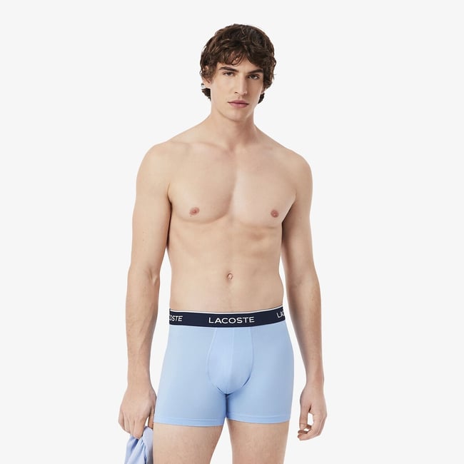 Confezione da 3 boxer in microfibra blu LACOSTE