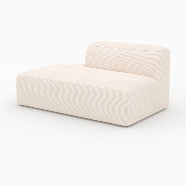 Méridienne dossier à droite pour canapé modulable en velours côtelé - MINA Couleur blanc cassé <span itemprop=