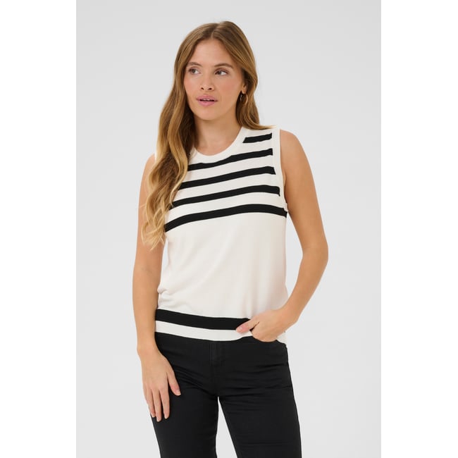 Pullover tricoté blanc/noir rayures chalk/black deep stripe <span itemprop=