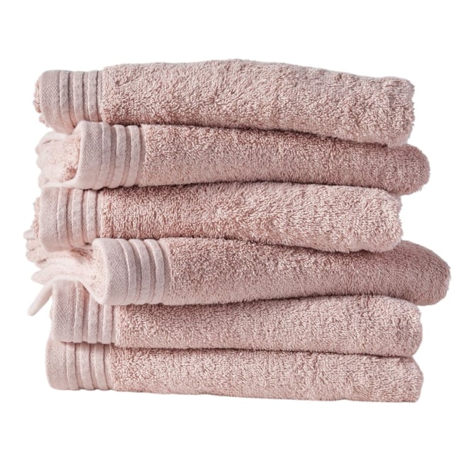 Lot de 6 draps de bain coton uni BATHROOM rose <span itemprop=