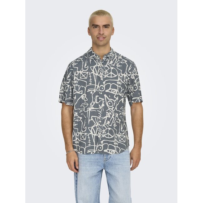 Camisa estampada de viscosa y lino - ONLY & SONS