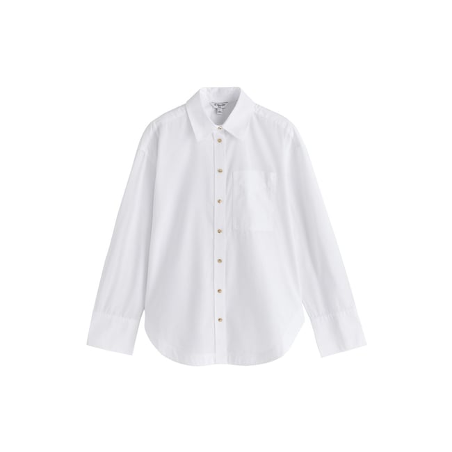 Chemise boyfriend en coton brossé blanc <span itemprop=