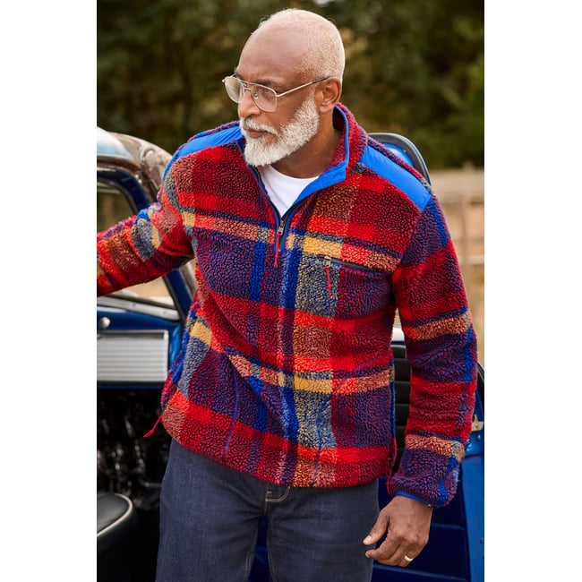 Sweat Col Cheminée Polaire à Carreaux multicolore <span itemprop=