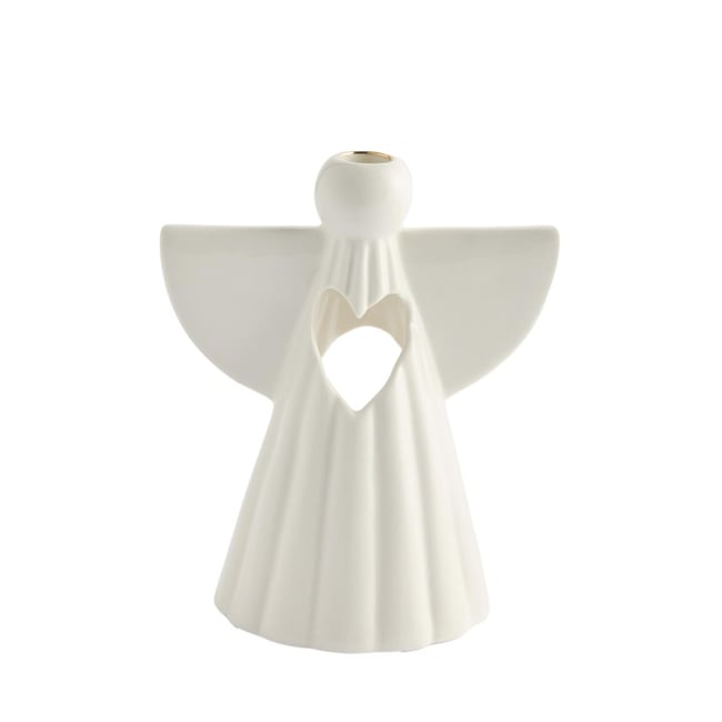 Photophore ange en céramique Couleur blanc/or <span itemprop=