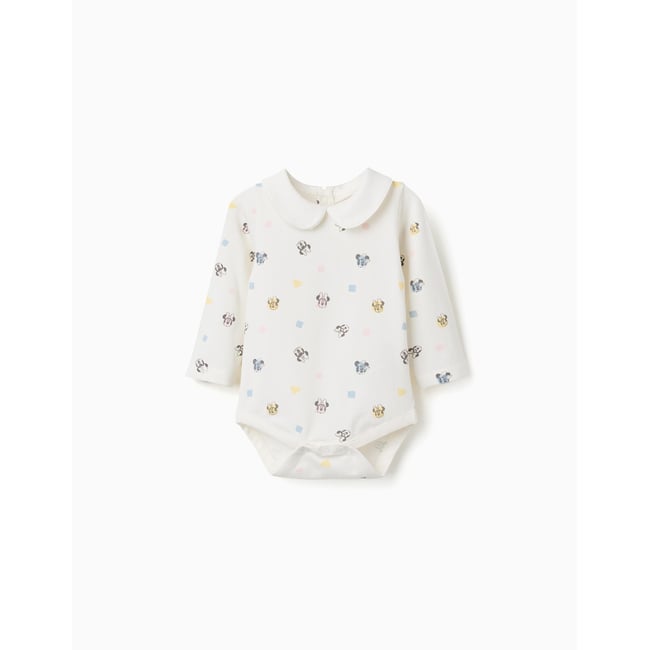 Body à manches longues avec motif Minnie blanc <span itemprop=