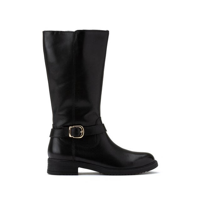 Botas em pele, estilo cavaleiro, com fecho preto <span itemprop=
