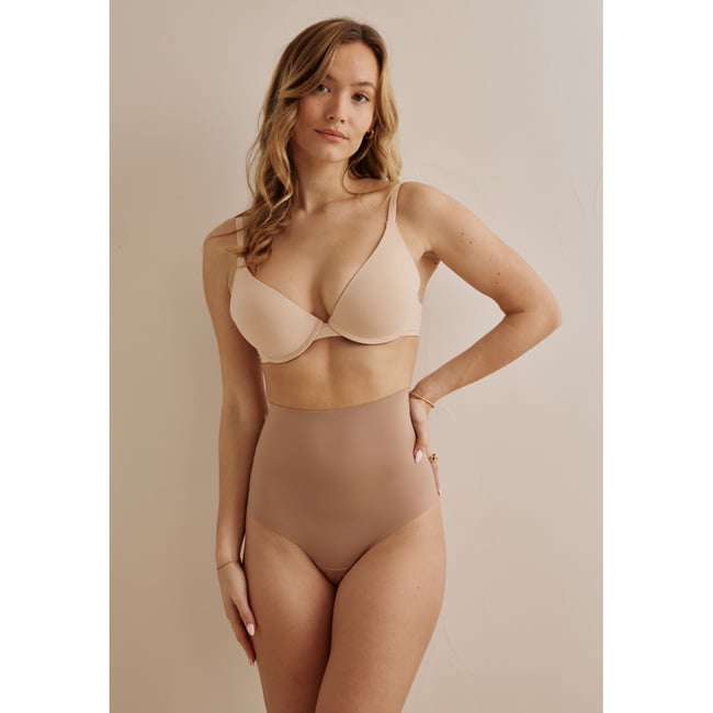 Tanga taille haute Louna beige <span itemprop=