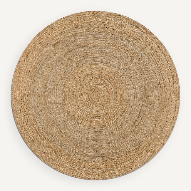 Tapis rond Ø300 cm en jute, tressé main, Hempy Couleur naturel <span itemprop=