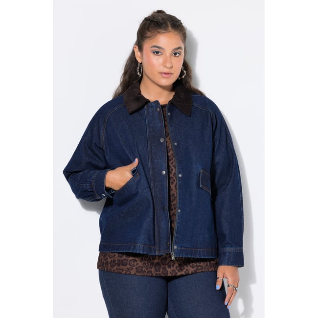 Veste en jean, coupe oversize lavage rincé <span itemprop=