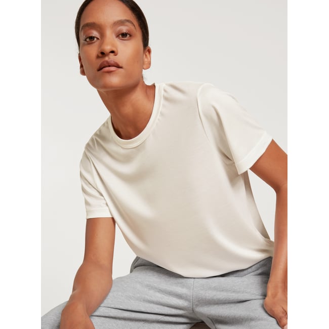 T-Shirt à manches courtes, Cradle to Cradle Certified® manches courtes Coton LOUNGE & RELAX blanc étoilé <span itemprop=