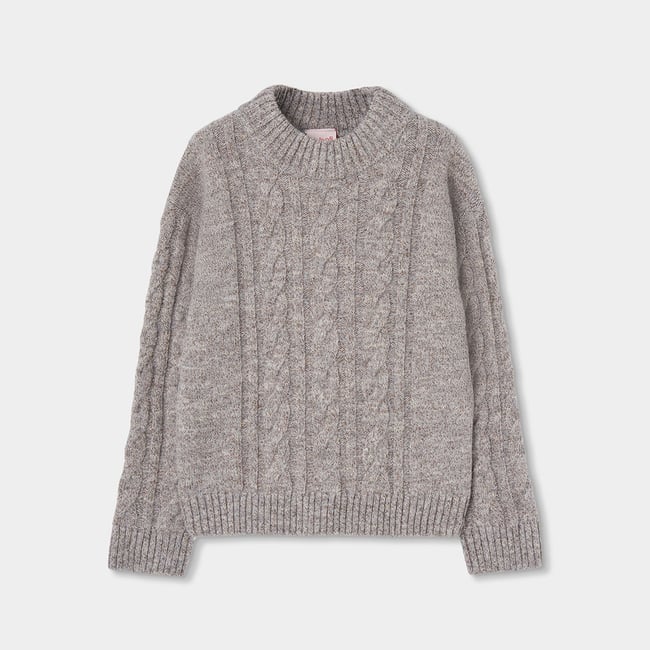 Pull fille tressé beige <span itemprop=