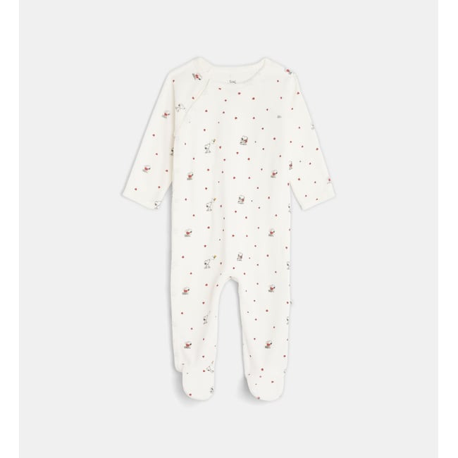 Dors-bien tafafa x snoopy signature en coton bio mélangé beige et rouge <span itemprop=