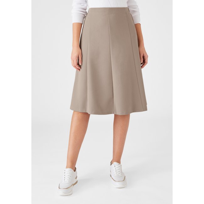 Jupe confort évasée marron taupe <span itemprop=