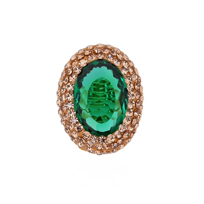 Bague ovale avec cabochon central et strass CILAOS - HIPANEMA