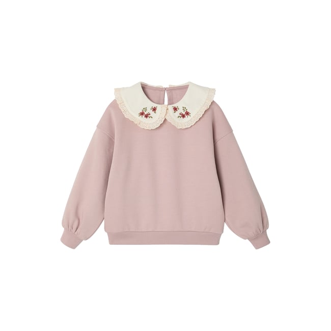 Sweat col claudine rose pâle <span itemprop=