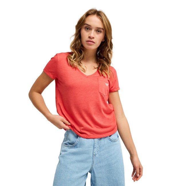 T-Shirt, manches courtes, col rond, . rouge hibiscus <span itemprop=